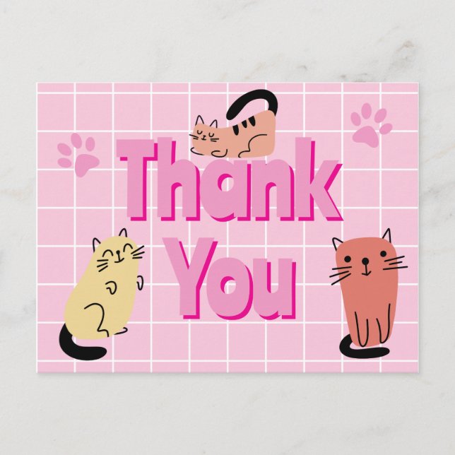 Doodle Cats Thank You  Postcard (Front)