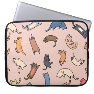 Doodle Cats Vintage Seamless Illustration Laptop Sleeve