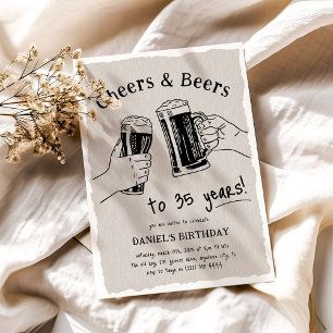 Doodle Cheers & Beers to Any Years Adult Birthday Invitation
