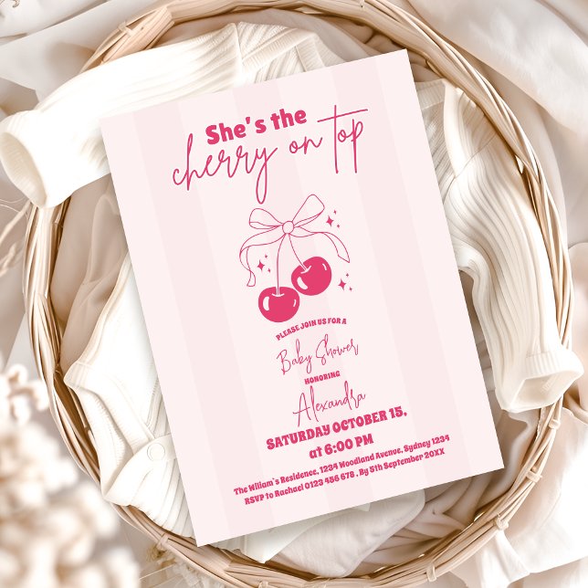 Doodle Cherry on top Baby Shower Invitation (Creator Uploaded)