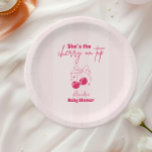 Doodle Cherry on top Baby Shower Paper Plate<br><div class="desc">Serve your treats with a touch of sweetness using our She's the Cherry on Top Baby Shower Paper Plates! Featuring a whimsical cherry design with soft watercolor accents, these plates are the perfect addition to your baby shower table setting. Designed to complement your cherry-themed celebration, these plates are both functional...</div>