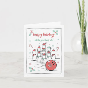 Doodle Christmas Bowling Holiday Greeting Cards