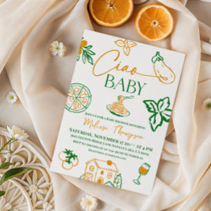 Doodle Ciao Baby Pasta & Pizza Italian Baby Shower Invitation