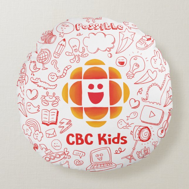 Doodle Cloud Round Cushion (Front)