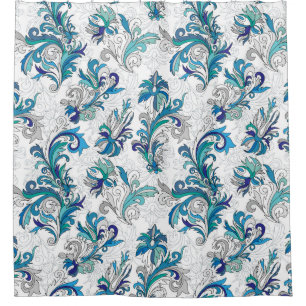 Doodle colourful pastel floral hand draw seamless shower curtain