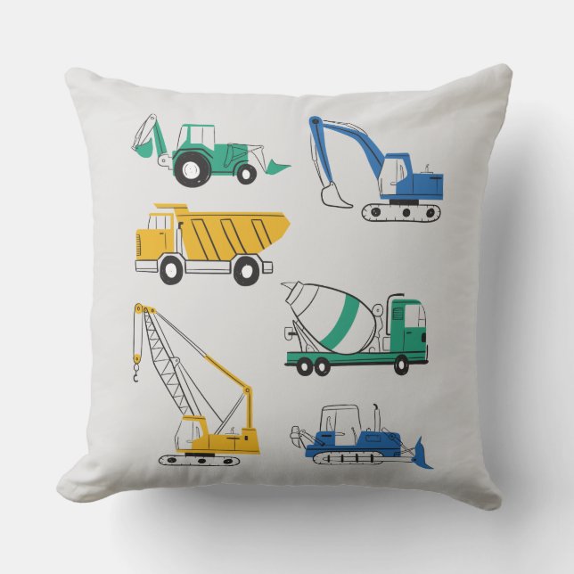 Doodle Construction Site Throw Pillow (Front)