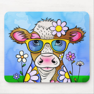 Doodle Cow Portrait Mouse Pad
