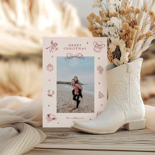 Doodle Cowboy Christmas Photo Holiday Card
