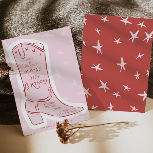 Doodle Cowgirl Boot Birthday Invite