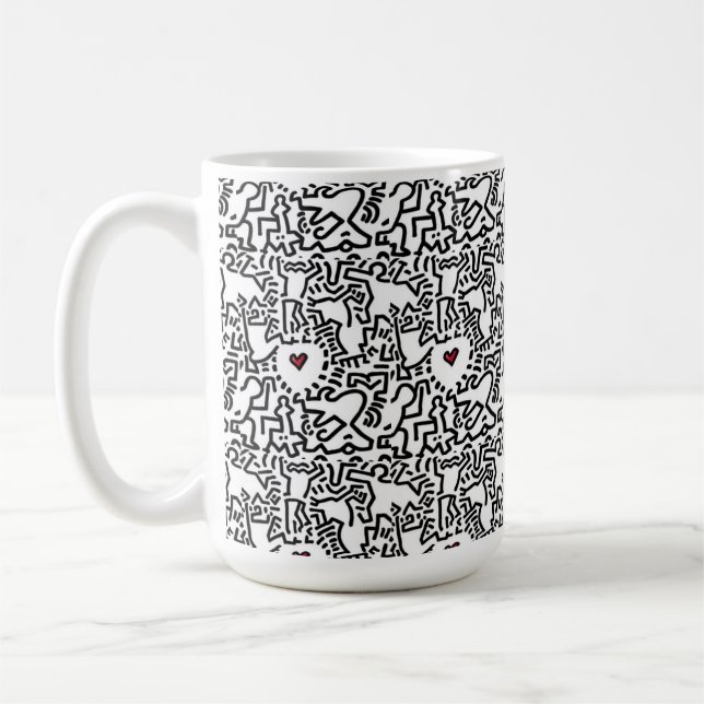 doodle Cup with Red Heart – Keith Haring Inspired  (Left)