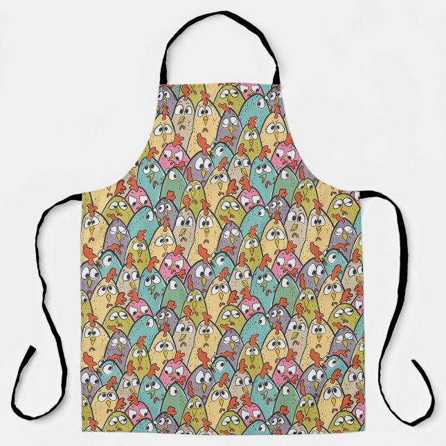 Doodle Cute Cartoon Chickens Apron (Front)