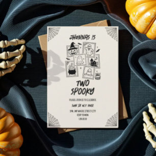 Doodle cute spooky birthday halloween invitation