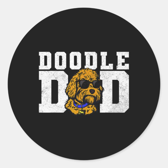 Doodle Dad Funny Goldendoodle Best Dog Dad Ever Fa Classic Round Sticker (Front)