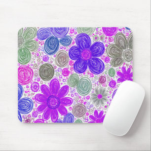 Doodle Daisy Pattern Mouse Pad