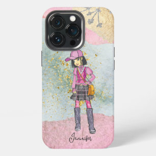 Doodle Dark Hair Fashionable Girl Name iPhone 13 Pro Case