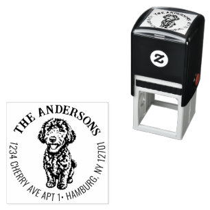 Doodle Dog Family Return Address Self-inking Stamp