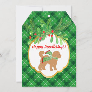 Doodle Dog Green Plaid Holiday