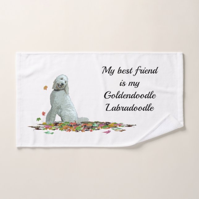 Doodle Dog In Leaves Hand Towel (Hand Towel)