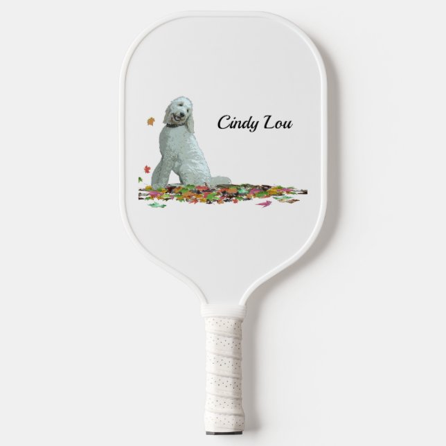 Doodle Dog In Leaves Pickleball Paddle (Front)