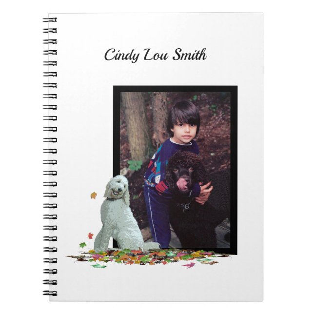 Doodle Dog In Leaves Spiral Notebook With Photo (Front)