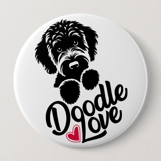 Doodle Dog Love 10 Cm Round Badge (Front)
