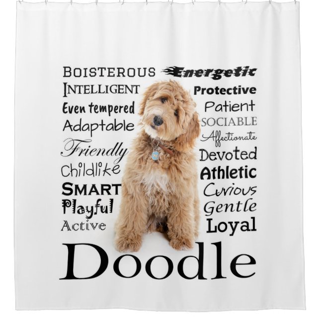 Doodle Dog Traits Shower Curtain (Front)