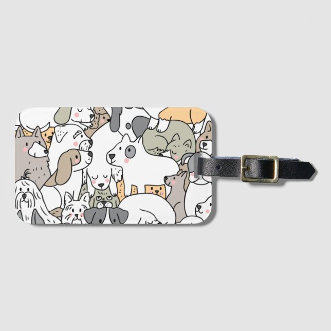 Doodle Dogs Background Luggage Tag (Front Horizontal)