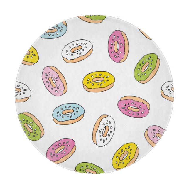 Doodle doughnuts pattern, seamless design. cutting board (Front)