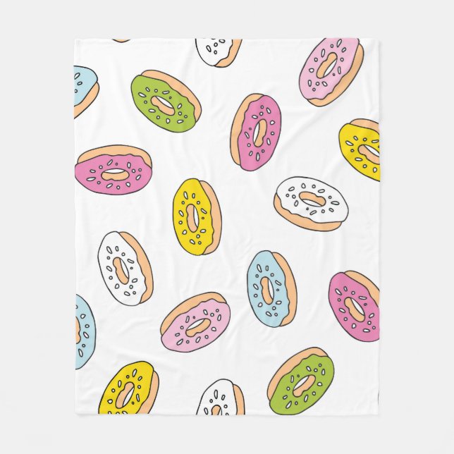 Doodle doughnuts pattern, seamless design. fleece blanket (Front)