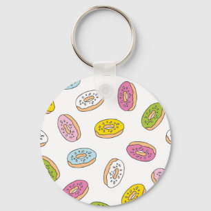 Doodle doughnuts pattern, seamless design. key ring