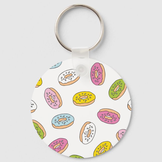 Doodle doughnuts pattern, seamless design. key ring (Front)