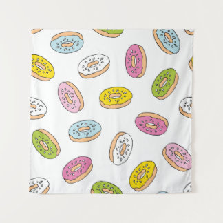 Doodle doughnuts pattern, seamless design. tapestry