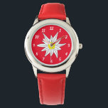 Doodle Edelweiss flower kid red beginner watch<br><div class="desc">A cute red  watch for kids who are learning to read the time . This one has a doodle edelweiss flower . 
© ArianeC Illustrations-All rights reserved</div>
