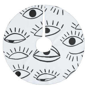 Doodle eye, creative seamless pattern. brushed polyester tree skirt