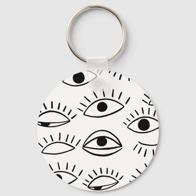 Doodle eye, creative seamless pattern. key ring (Front)