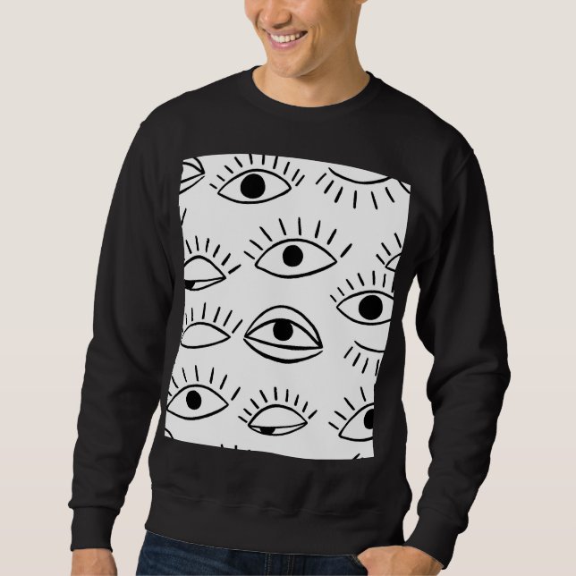 Doodle eye, creative seamless pattern. sweatshirt (Front)