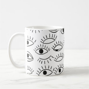 Doodle eye, seamless pattern. coffee mug