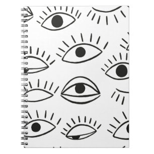 Doodle eye, seamless pattern.  notebook
