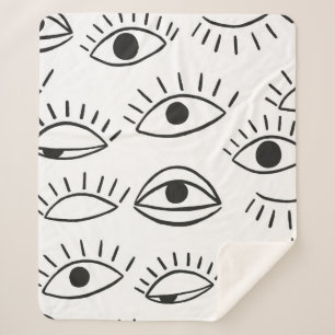 Doodle eye, seamless pattern.  sherpa blanket