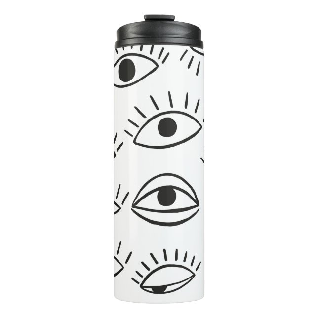 Doodle eye, seamless pattern.  thermal tumbler (Front)