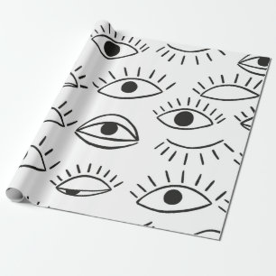 Doodle eye, seamless pattern.  wrapping paper