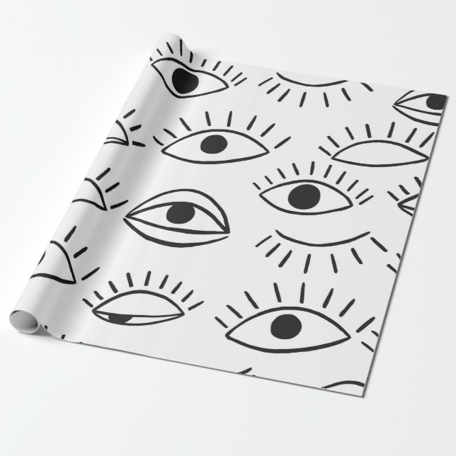 Doodle eye, seamless pattern.  wrapping paper (Unrolled)