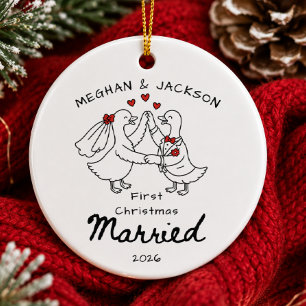 Doodle First Christmas Married Ornamen Ceramic Tree Decoration