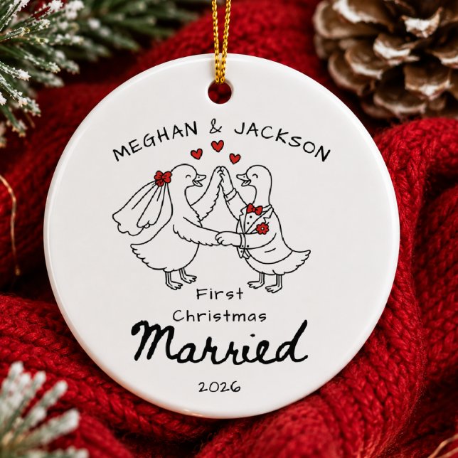 Doodle First Christmas Married Ornamen Ceramic Tree Decoration (Creator Uploaded)