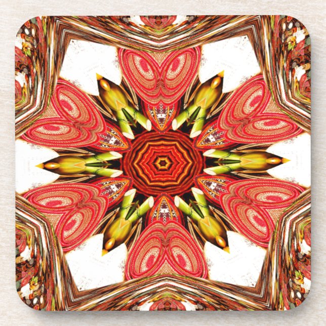 Doodle Floral Art Print Coaster (Front)