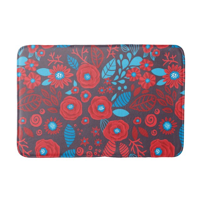 Doodle floral pattern bath mat (Front)