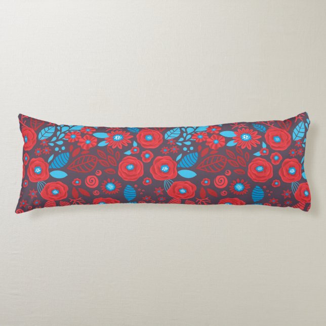 Doodle floral pattern body cushion (Front)