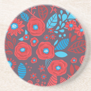 Doodle floral pattern coaster