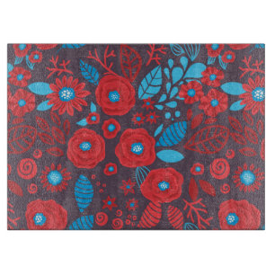 Doodle floral pattern cutting board