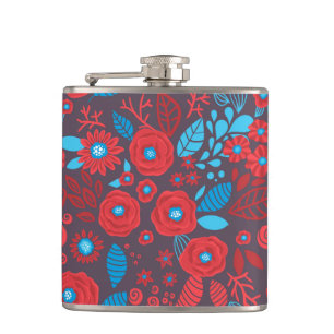 Doodle floral pattern hip flask